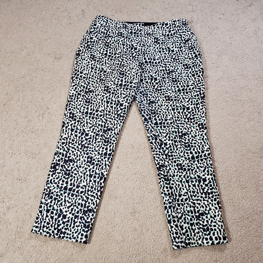J Crew Collection Silk Wool Pants 10 Tan Printed Pleated Slim Mob Wife Office